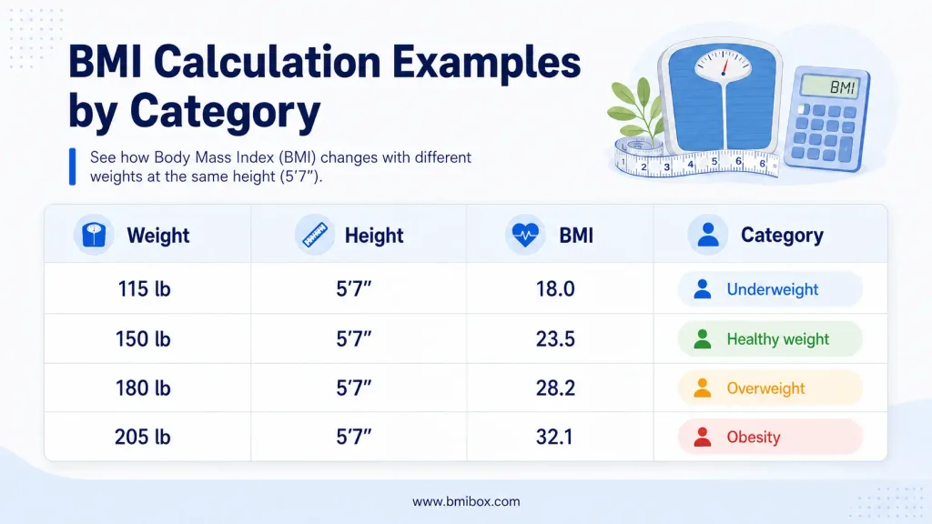 BMI Calculation Examples by Category